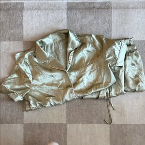 AW Bridal Satin Pajama Set in Sage Green